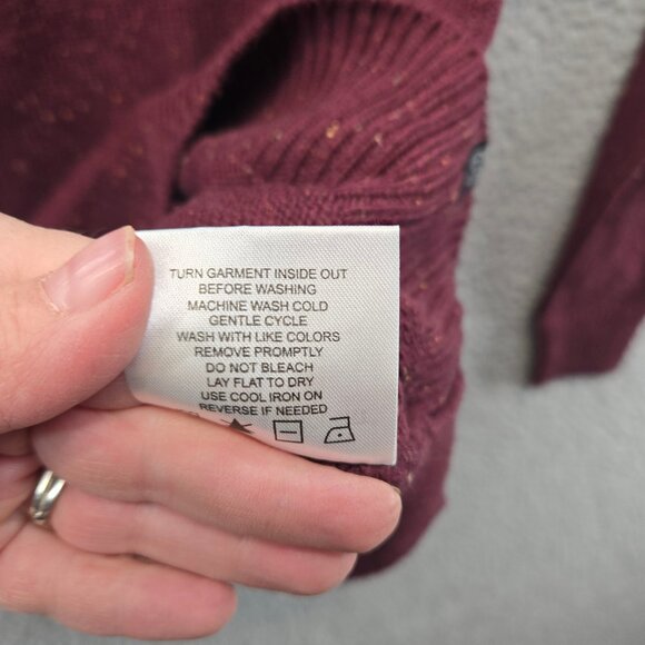 Threads 4 Thought Fleck Knit Raglan Crew Sweater Burgundy Cableknit Size… - Picture 6 of 10